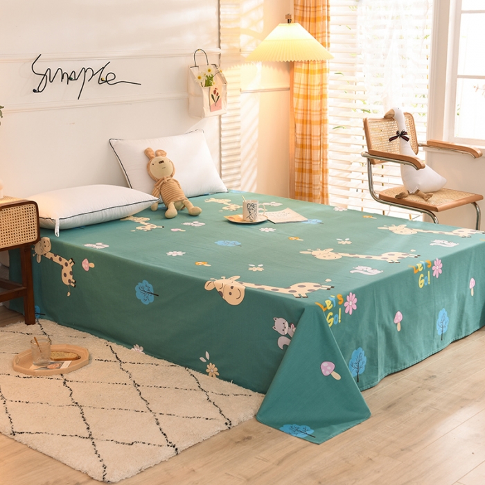 91家纺网 家纺一手货源 找家纺 甜之梦 新款12868全棉定制尺寸印花系列单床单 小鹿精灵绿