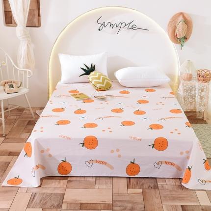 甜之梦 新款12868全棉定制尺寸印花系列单床单 心想事橙