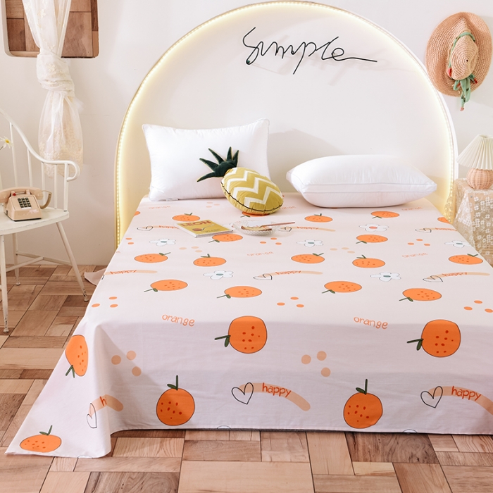 91家纺网 家纺一手货源 找家纺 甜之梦 新款12868全棉定制尺寸印花系列单床单 心想事橙