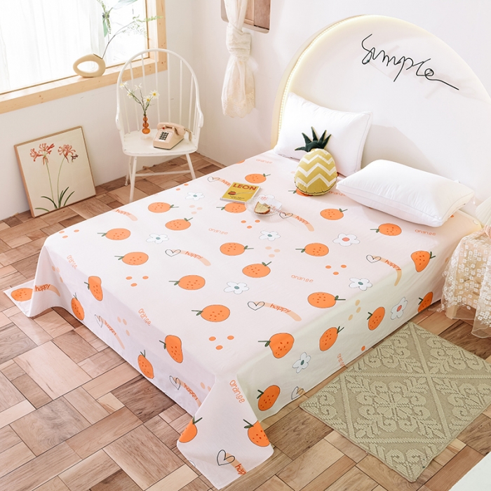 91家纺网 家纺一手货源 找家纺 甜之梦 新款12868全棉定制尺寸印花系列单床单 心想事橙