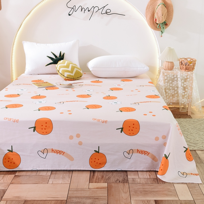 91家纺网 家纺一手货源 找家纺 甜之梦 新款12868全棉定制尺寸印花系列单床单 心想事橙