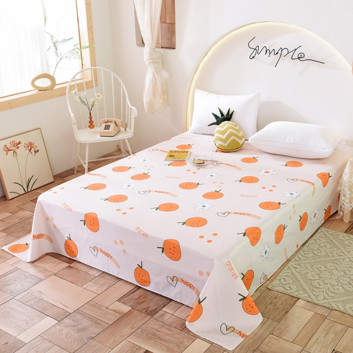 91家纺网 家纺一手货源 找家纺 甜之梦 新款12868全棉定制尺寸印花系列单床单 心想事橙