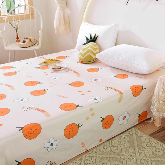 91家纺网 家纺一手货源 找家纺 甜之梦 新款12868全棉定制尺寸印花系列单床单 心想事橙