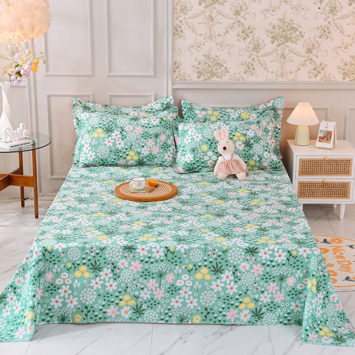 91家纺网 家纺一手货源 找家纺 甜之梦 新款12868全棉定制尺寸印花系列单床单 雨霖铃绿