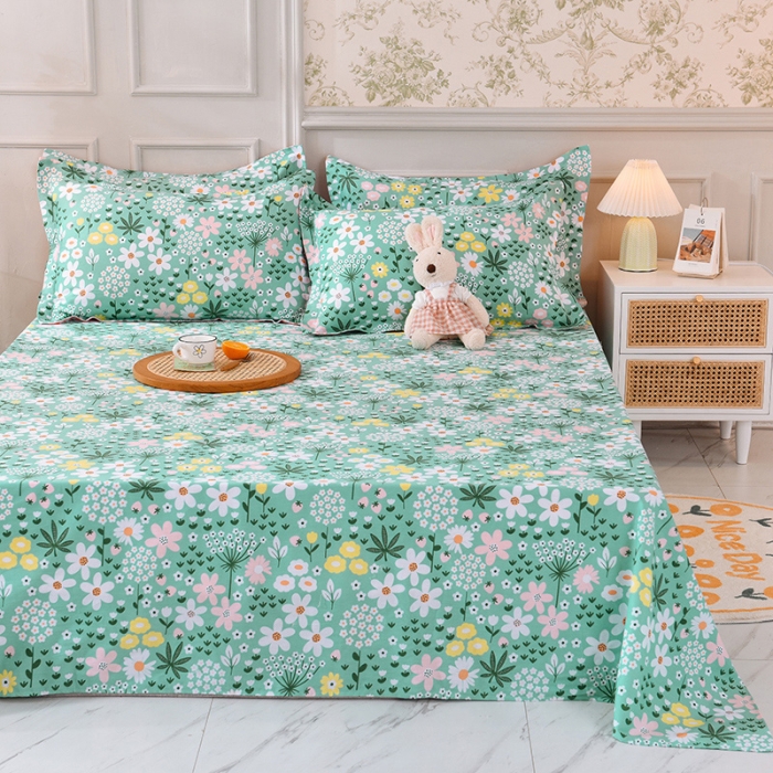 91家纺网 家纺一手货源 找家纺 甜之梦 新款12868全棉定制尺寸印花系列单床单 雨霖铃绿