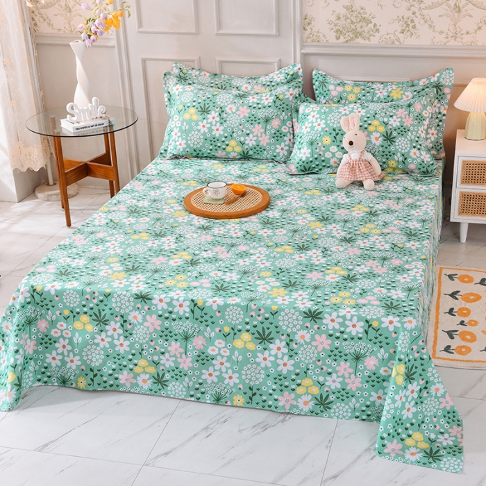 91家纺网 家纺一手货源 找家纺 甜之梦 新款12868全棉定制尺寸印花系列单床单 雨霖铃绿