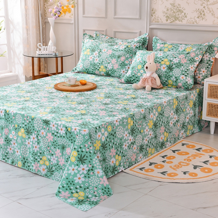 91家纺网 家纺一手货源 找家纺 甜之梦 新款12868全棉定制尺寸印花系列单床单 雨霖铃绿