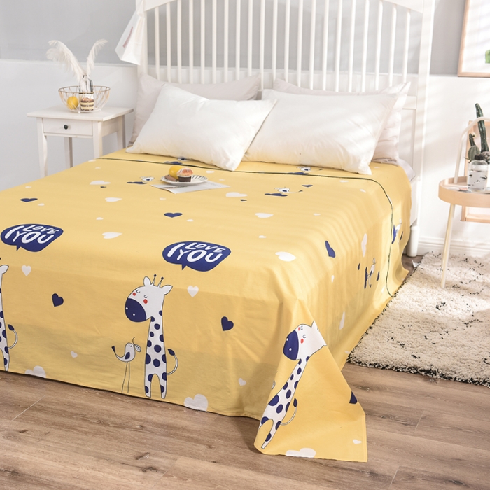 91家纺网 家纺一手货源 找家纺 甜之梦 新款12868全棉定制尺寸印花系列单床单 长颈鹿多多