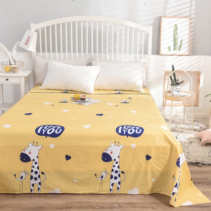 91家纺网 家纺一手货源 找家纺 甜之梦 新款12868全棉定制尺寸印花系列单床单 长颈鹿多多