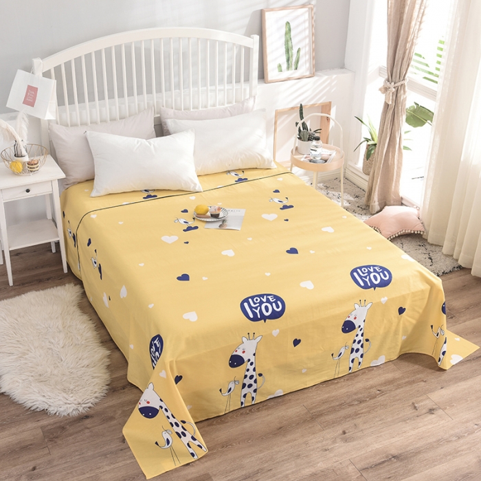 91家纺网 家纺一手货源 找家纺 甜之梦 新款12868全棉定制尺寸印花系列单床单 长颈鹿多多