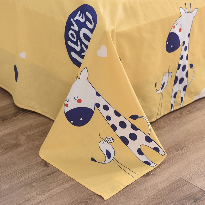 91家纺网 家纺一手货源 找家纺 甜之梦 新款12868全棉定制尺寸印花系列单床单 长颈鹿多多