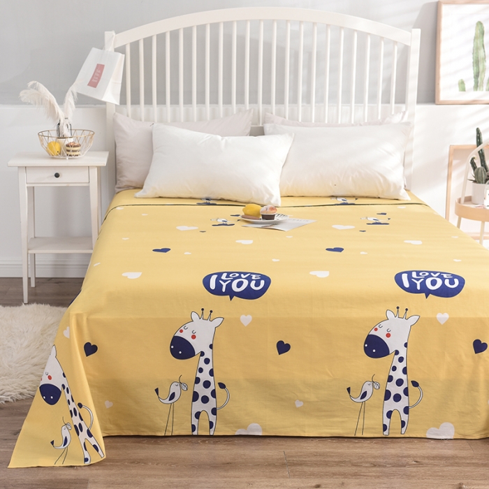 91家纺网 家纺一手货源 找家纺 甜之梦 新款12868全棉定制尺寸印花系列单床单 长颈鹿多多