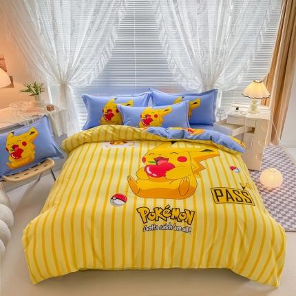 91家纺网 家纺一手货源 找家纺 金爱家 2023新款大版卡通磨毛四件套 贪吃