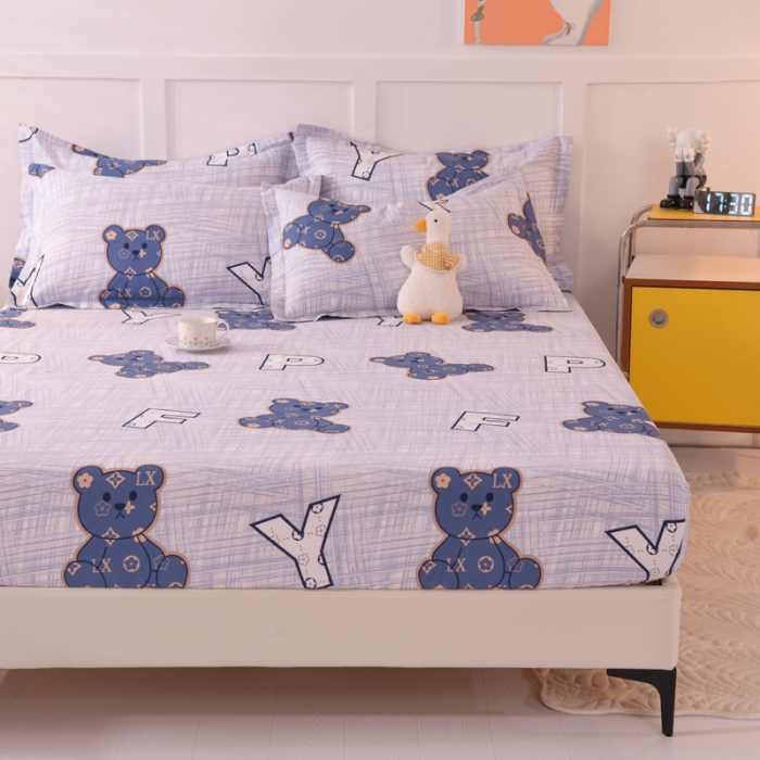 91家纺网 家纺一手货源 找家纺 甜之梦 新款12868全棉印花系列单床笠（可接缺角异型） 快乐维尼