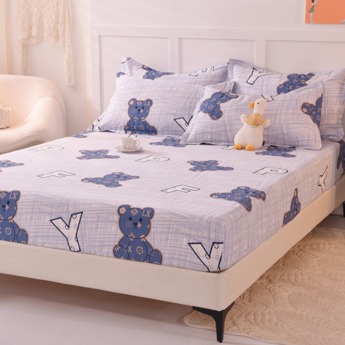 91家纺网 家纺一手货源 找家纺 甜之梦 新款12868全棉印花系列单床笠（可接缺角异型） 快乐维尼