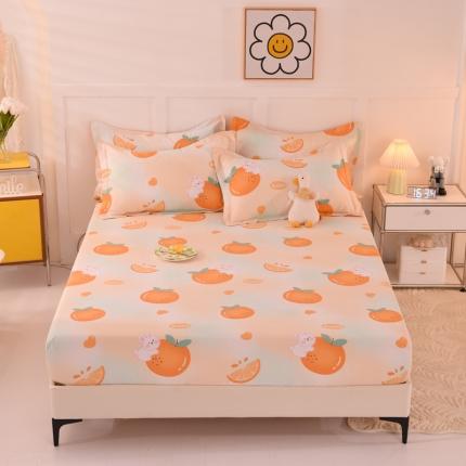 甜之梦 新款12868全棉印花系列单床笠（可接缺角异型） 甜橙小兔