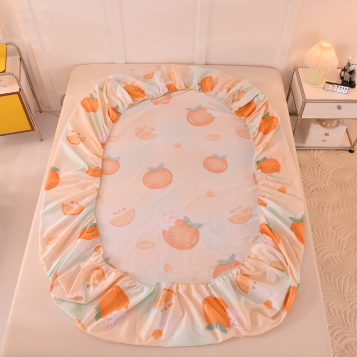 91家纺网 家纺一手货源 找家纺 甜之梦 新款12868全棉印花系列单床笠（可接缺角异型） 甜橙小兔