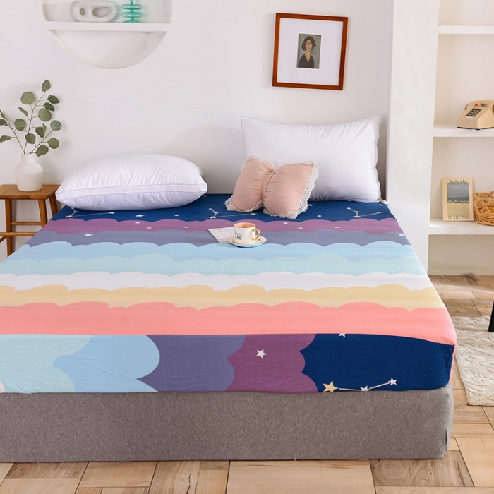 91家纺网 家纺一手货源 找家纺 甜之梦 新款12868全棉印花系列单床笠（可接缺角异型） 彩虹星空