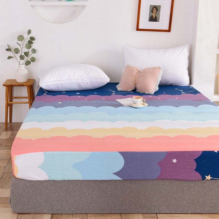 91家纺网 家纺一手货源 找家纺 甜之梦 新款12868全棉印花系列单床笠（可接缺角异型） 彩虹星空