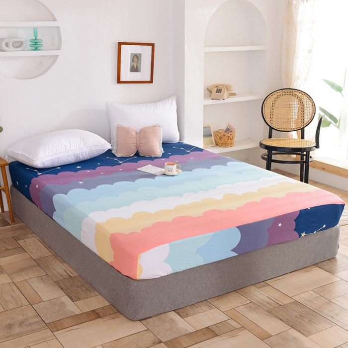 91家纺网 家纺一手货源 找家纺 甜之梦 新款12868全棉印花系列单床笠（可接缺角异型） 彩虹星空