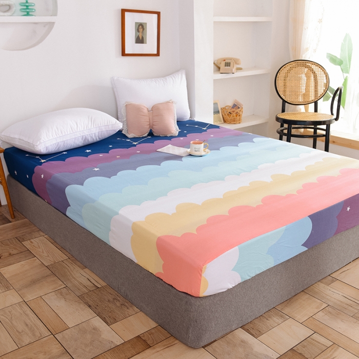 91家纺网 家纺一手货源 找家纺 甜之梦 新款12868全棉印花系列单床笠（可接缺角异型） 彩虹星空