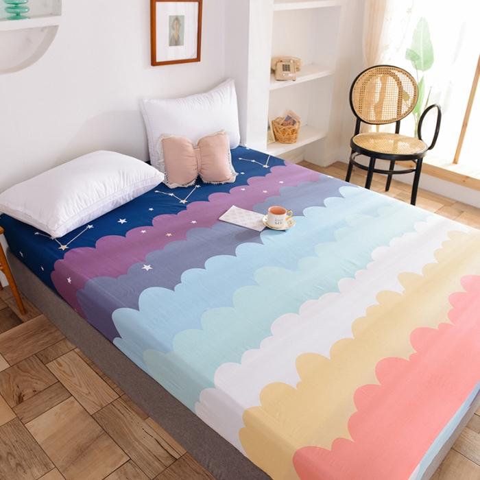 91家纺网 家纺一手货源 找家纺 甜之梦 新款12868全棉印花系列单床笠（可接缺角异型） 彩虹星空