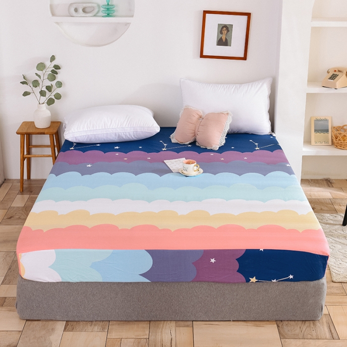 91家纺网 家纺一手货源 找家纺 甜之梦 新款12868全棉印花系列单床笠（可接缺角异型） 彩虹星空