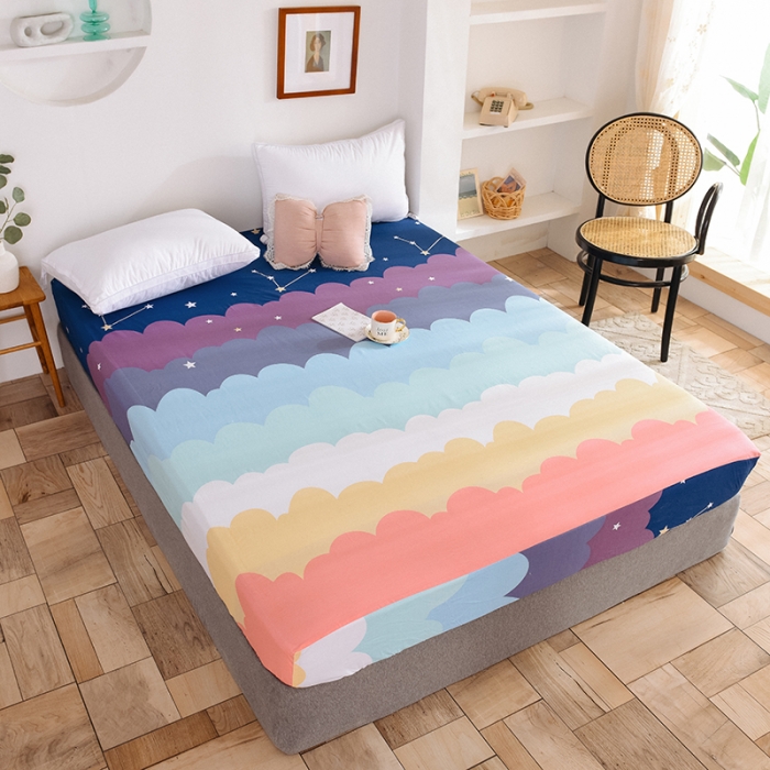 91家纺网 家纺一手货源 找家纺 甜之梦 新款12868全棉印花系列单床笠（可接缺角异型） 彩虹星空