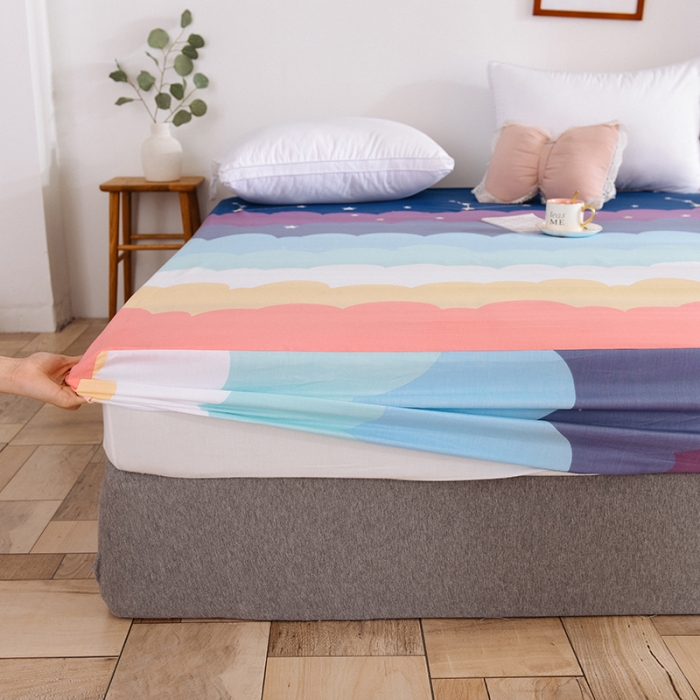 91家纺网 家纺一手货源 找家纺 甜之梦 新款12868全棉印花系列单床笠（可接缺角异型） 彩虹星空