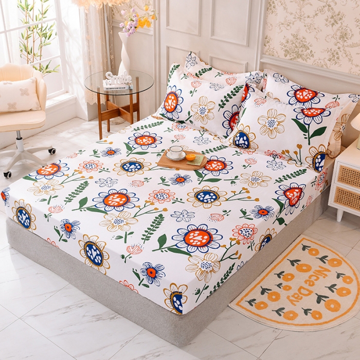 91家纺网 家纺一手货源 找家纺 甜之梦 新款12868全棉印花系列单床笠（可接缺角异型） 蝶恋花