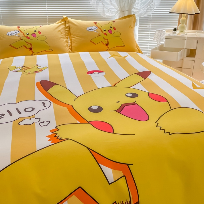 91家纺网 家纺一手货源 找家纺 金爱家 2023新款大版卡通磨毛四件套 闪电