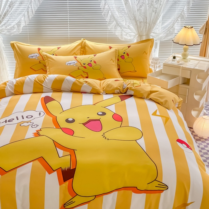 91家纺网 家纺一手货源 找家纺 金爱家 2023新款大版卡通磨毛四件套 闪电