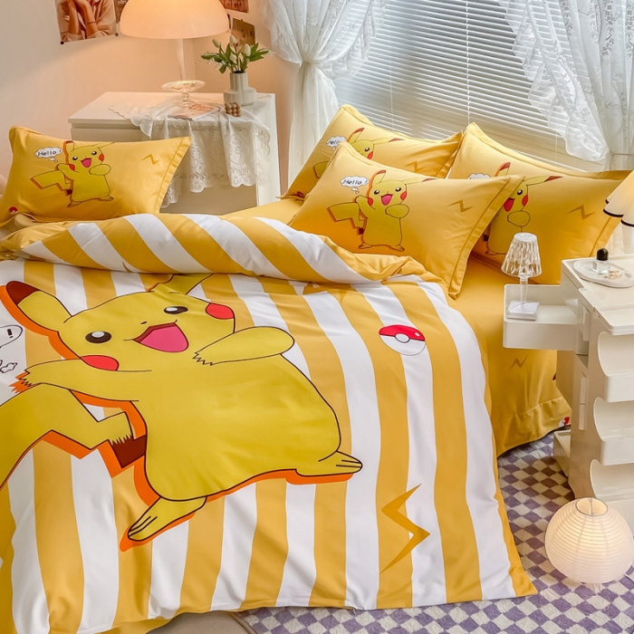 91家纺网 家纺一手货源 找家纺 金爱家 2023新款大版卡通磨毛四件套 闪电