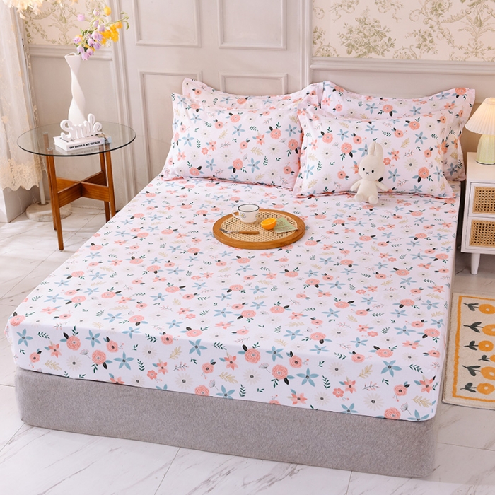 91家纺网 家纺一手货源 找家纺 甜之梦 新款12868全棉印花系列单床笠（可接缺角异型） 粉红佳人