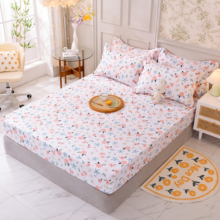 91家纺网 家纺一手货源 找家纺 甜之梦 新款12868全棉印花系列单床笠（可接缺角异型） 粉红佳人