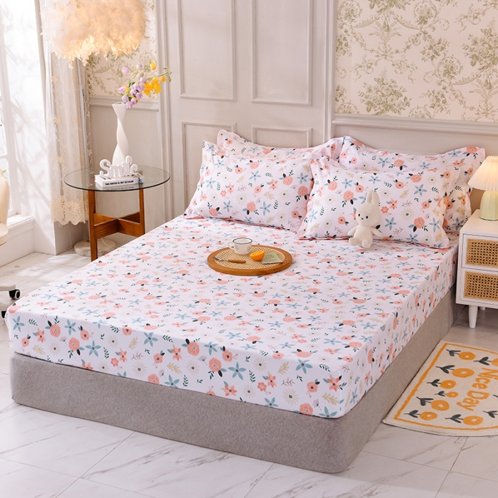 91家纺网 家纺一手货源 找家纺 甜之梦 新款12868全棉印花系列单床笠（可接缺角异型） 粉红佳人