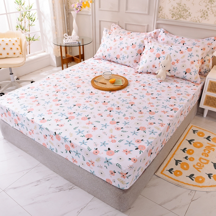 91家纺网 家纺一手货源 找家纺 甜之梦 新款12868全棉印花系列单床笠（可接缺角异型） 粉红佳人