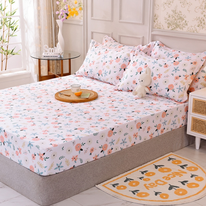 91家纺网 家纺一手货源 找家纺 甜之梦 新款12868全棉印花系列单床笠（可接缺角异型） 粉红佳人