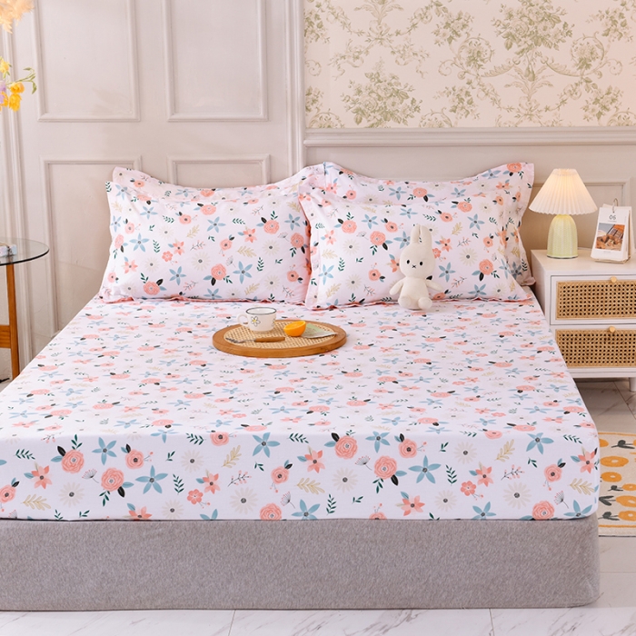 91家纺网 家纺一手货源 找家纺 甜之梦 新款12868全棉印花系列单床笠（可接缺角异型） 粉红佳人