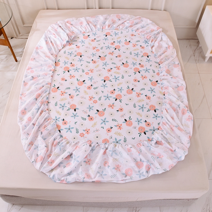 91家纺网 家纺一手货源 找家纺 甜之梦 新款12868全棉印花系列单床笠（可接缺角异型） 粉红佳人