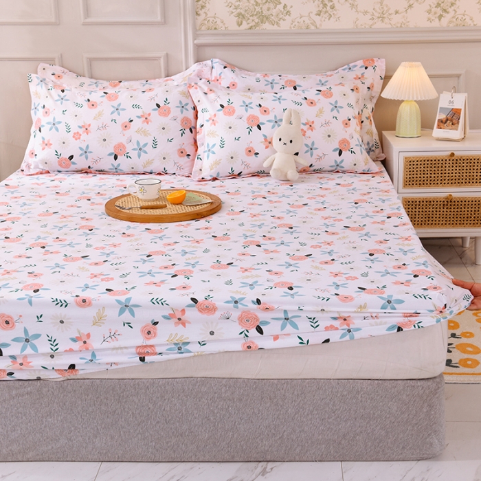 91家纺网 家纺一手货源 找家纺 甜之梦 新款12868全棉印花系列单床笠（可接缺角异型） 粉红佳人