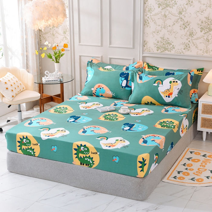 91家纺网 家纺一手货源 找家纺 甜之梦 新款12868全棉印花系列单床笠（可接缺角异型） 恐龙派对