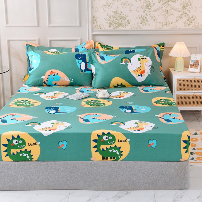 91家纺网 家纺一手货源 找家纺 甜之梦 新款12868全棉印花系列单床笠（可接缺角异型） 恐龙派对