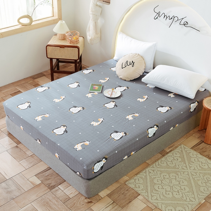 91家纺网 家纺一手货源 找家纺 甜之梦 新款12868全棉印花系列单床笠（可接缺角异型） 萌企鹅