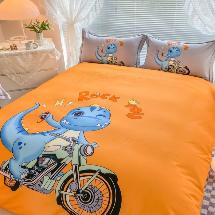 91家纺网 家纺一手货源 找家纺 金爱家 2023新款大版卡通磨毛四件套 快乐至上