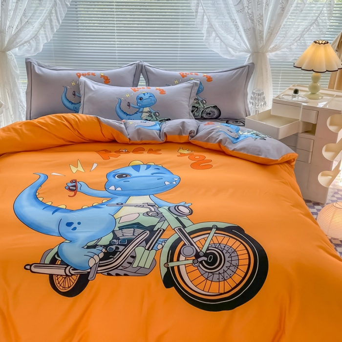 91家纺网 家纺一手货源 找家纺 金爱家 2023新款大版卡通磨毛四件套 快乐至上