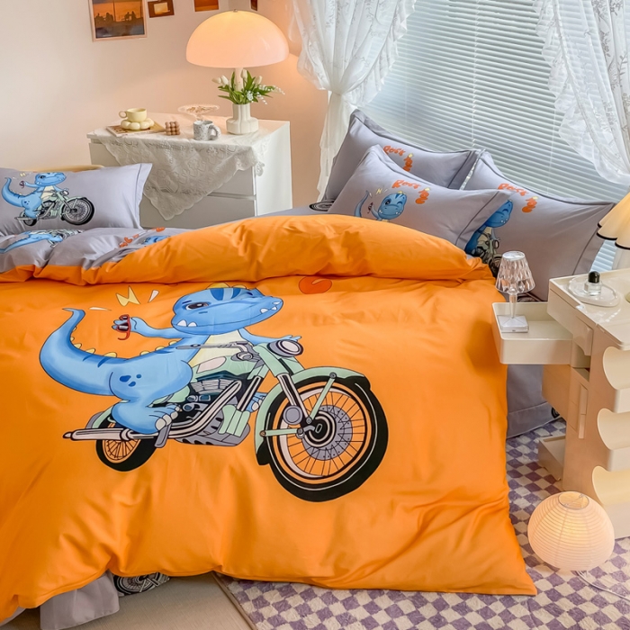 91家纺网 家纺一手货源 找家纺 金爱家 2023新款大版卡通磨毛四件套 快乐至上