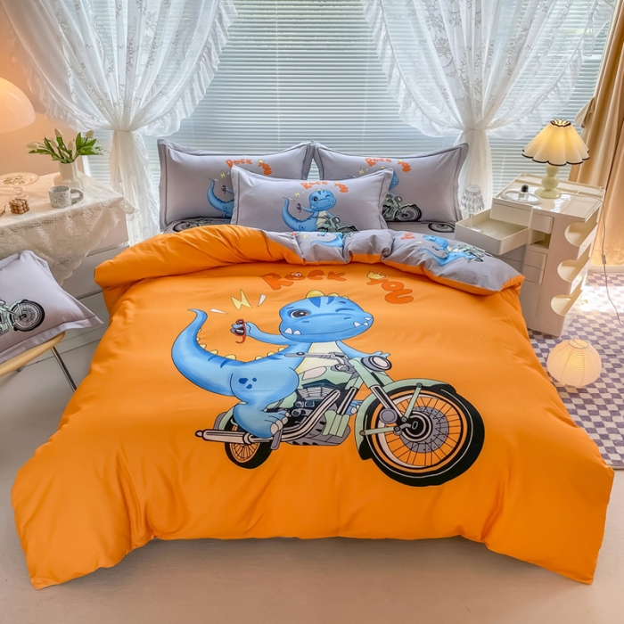 91家纺网 家纺一手货源 找家纺 金爱家 2023新款大版卡通磨毛四件套 快乐至上