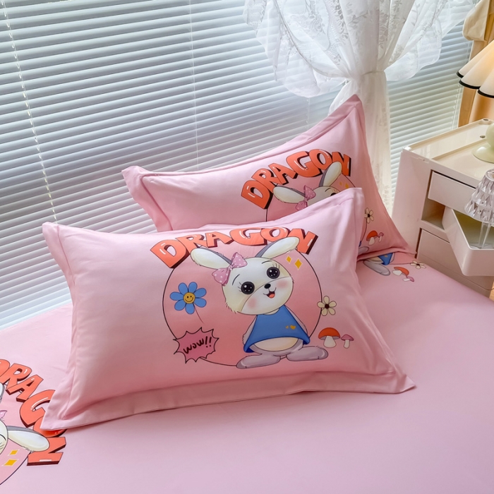 91家纺网 家纺一手货源 找家纺 金爱家 2023新款大版卡通磨毛四件套 邻家兔-紫