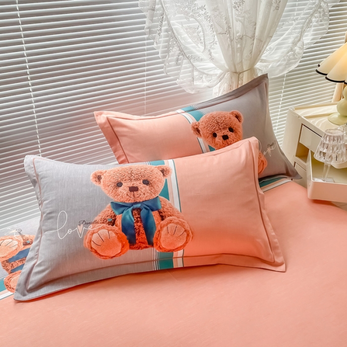 91家纺网 家纺一手货源 找家纺 金爱家 2023新款大版卡通磨毛四件套 帕布熊